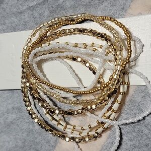 Nwt 10 I Am Stackable Bohemian Seed Metal Cube Gold Irridescent Seed Beads